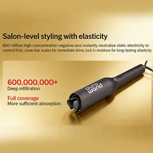 Aurawand Upgraded Automatic Rotating Curling Iron | 1” Ceramic Long Barrel for Long Hair | Negative Ion Anti-Frizz Tech | Dual Heaters for Instant Beachy Waves | Auto Hair Curler Gift Set Dual-Temperature