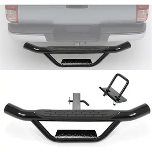 Universal Bumper Trailer Hitch Step for SUV Trucks Pickups with 2 Inch Receiver, Solid with Hitch Pin & U-Bolts Stabilize, Tow Rear Bumper Guard Protector Steel-TK