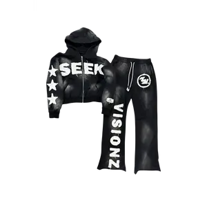 SEEK VISIONZ SET - Hoodie & Pants with Bold Prints, Long Sleeve, Medium Length, 400 GSM Terry French Cotton, All Seasons, True to Size, Limited Quantity