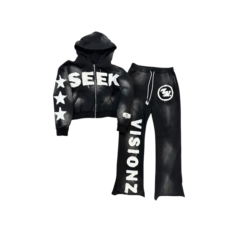 SEEK VISIONZ SET - Hoodie & Pants with Bold Prints, Long Sleeve