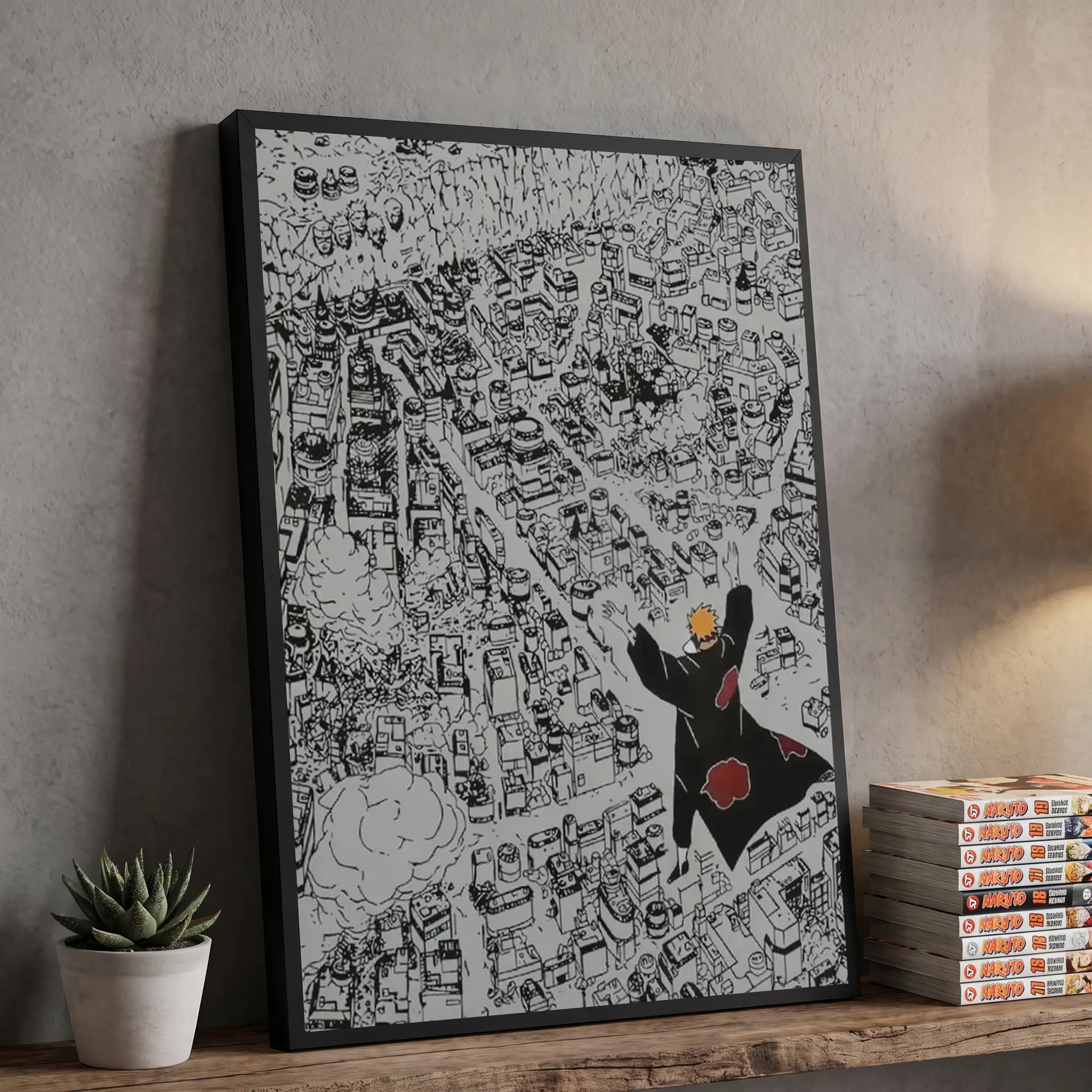 Naruto Pain Shinra Tensei Canvas Poster - Akatsuki Leader Epic Attack Print, Anime Wall Decoration, Home Bedroom Dorm Decor, Naruto Fans Gift