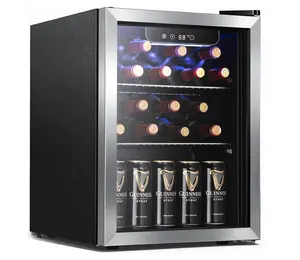 Antarctic Star 1.7 Cu.Ft Beverage Refrigerator Cooler, 68 Can Mini Drink Fridge with Glass Door, Digital Temperature Control, Adjustable Shelves & LED Light, Silver