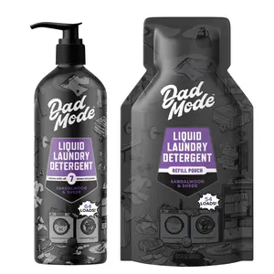 DadMode Liquid Laundry Detergent | 118 Loads | Ultra-Concentrated 7-Enzyme Odor & Stain Remover | High-Efficiency, Plant-Based | Sandalwood & Suede | Non-Toxic & Dye-Free | Bottle & Refill