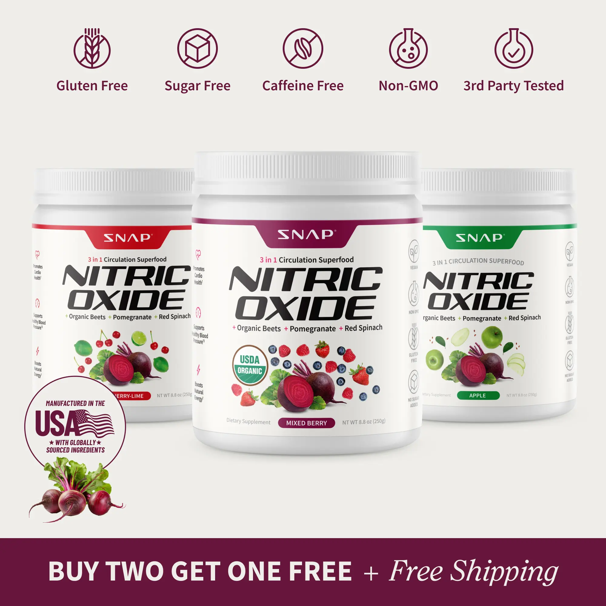 Snap Supplements - Nitric Oxide Beets Bundle - Organic Beet Bundles Snap Supplements - Nitric Oxide Beets Bundle - Organic Beet Bundles