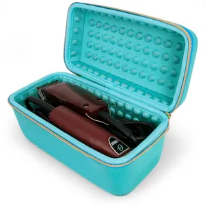 Turquoise Clipper Case Holds Up to 3 Clippers Hair Buzzers Trimmers or T-Finisher Up to 8.5" - Travel Barber Case Only with Zippers and EVA Protection