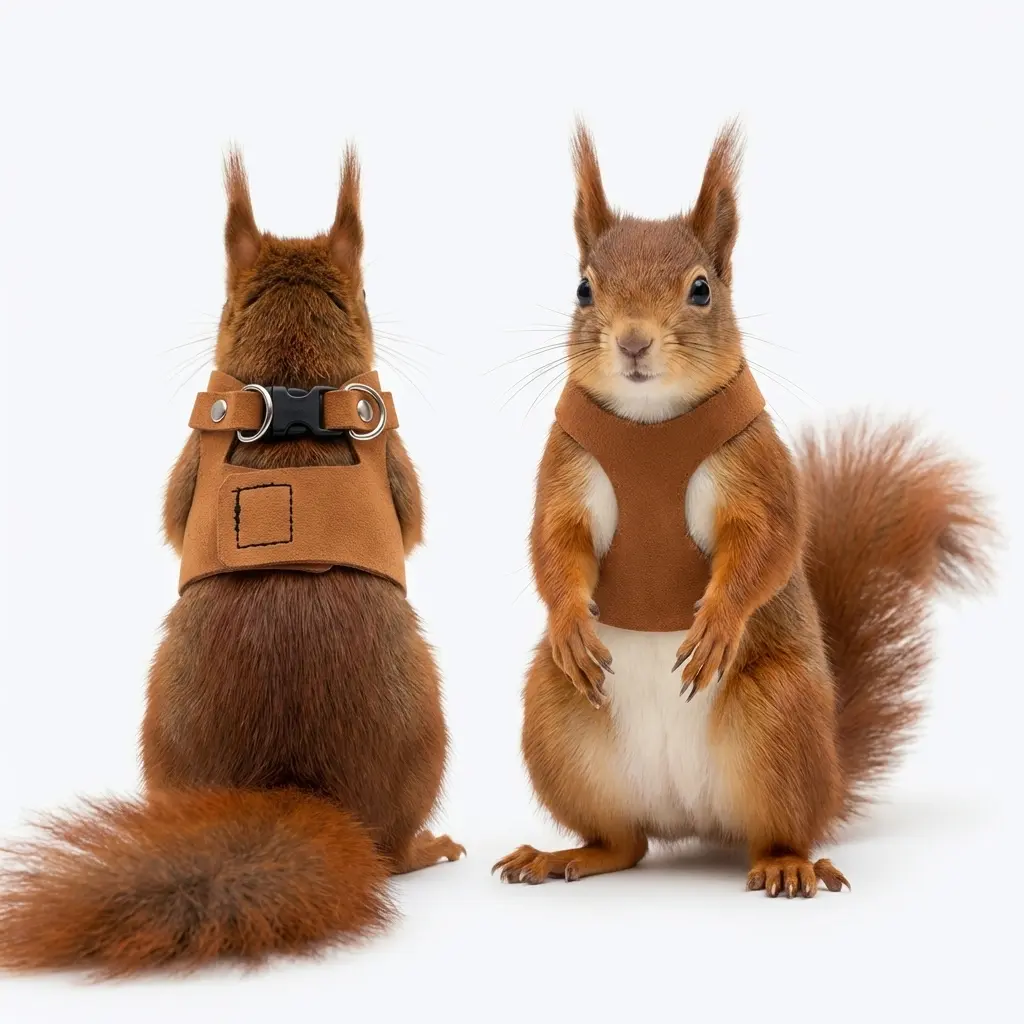 3-Pack Adjustable Soft Synthetic Suede Squirrel Harness & Leash Set for Small Animals - Includes Budget Spring & Premium Models, Ideal for Training & Outdoor Walking (Fits Squirrels, Rats)