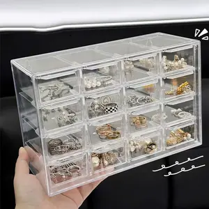 Acrylic Transparent Bead Storage Box, Drawer Style Dustproof Desktop Organizer, Crystal Loose Pearl Jewelry Holder, Invisible Contact Lens Case, Multi Compartment Design, Home Organizers, Jewelry Boxes