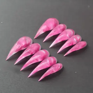 Pink Marble Dragon Claw Press On Nails 1.7 Inch Extra Long Stiletto Talons Handmade Fantasy Nails for Cosplay Kawaii Party Gel Material 10 PCS