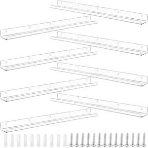 4pcs Transparent Acrylic Wall-Mounted Display Rack for Nail Polish, Magazine Organizer and Storybook Holder, Wall Shelf Unit, Versatile Wall Storage Solution