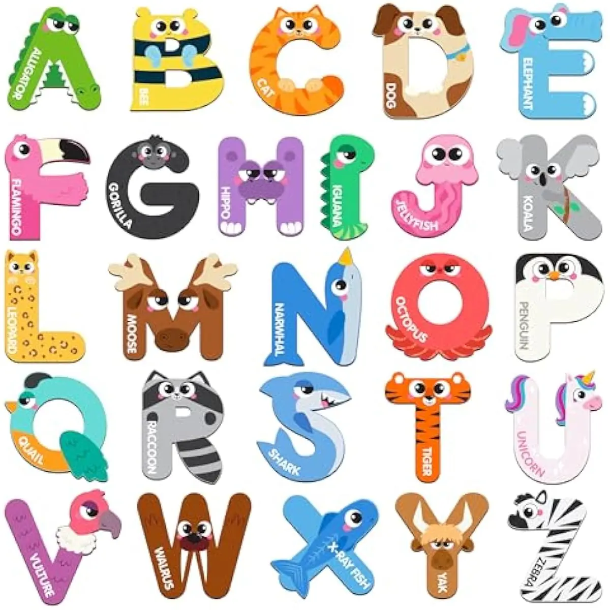 Magnetic Letters, Animal Alphabet Fridge Magnets for Toddlers 3 4 5 Years Old, 26 Uppercase Refrigerator Magnets, Large Size ABC Educational Spelling Learning Toys for Kids