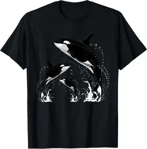 100% Cotton Killer Whale Gifts Shirt. Jumping Orca Killer Whales Killer T-Shirt