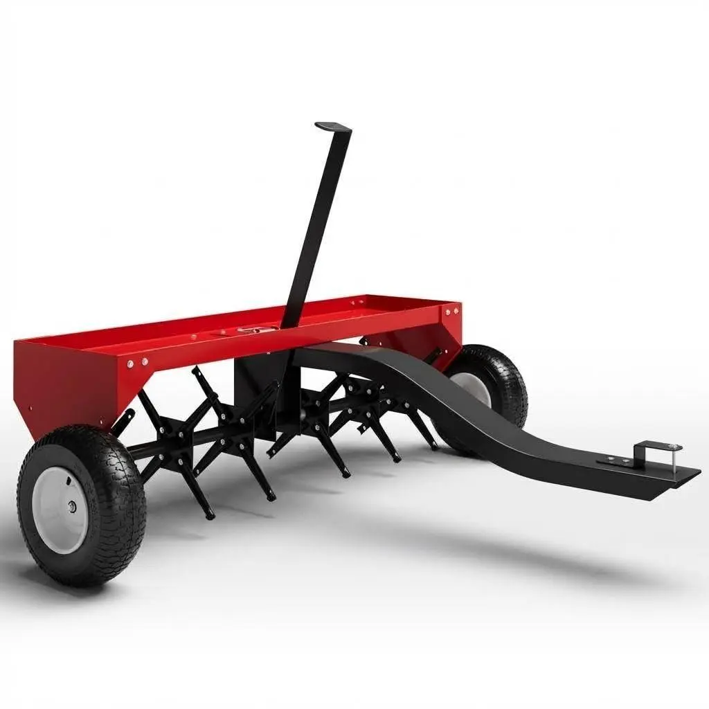 Garvee Heavy Duty Tow-Behind Lawn Plug Aerator for Tractors & ATVs – 40 Inch, 24 Galvanized Steel Tines, Global Hitch, Adjustable 150 lb Weight Tray, 10" Pneumatic Wheels, Deep 3" Core Aeration – Red