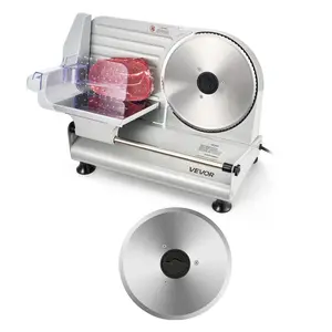 summervibes VEVOR Meat Slicer, 8.6 Electric Deli Slicer with 2 SUS420 Blades 0-0.6 Adjustable Thickness, Dual Security Lock, 200W Home Food-Slicer for Frozen Meat, Ham, Baguett, Steak, ETL Approved, Dual Blades, 200W Power