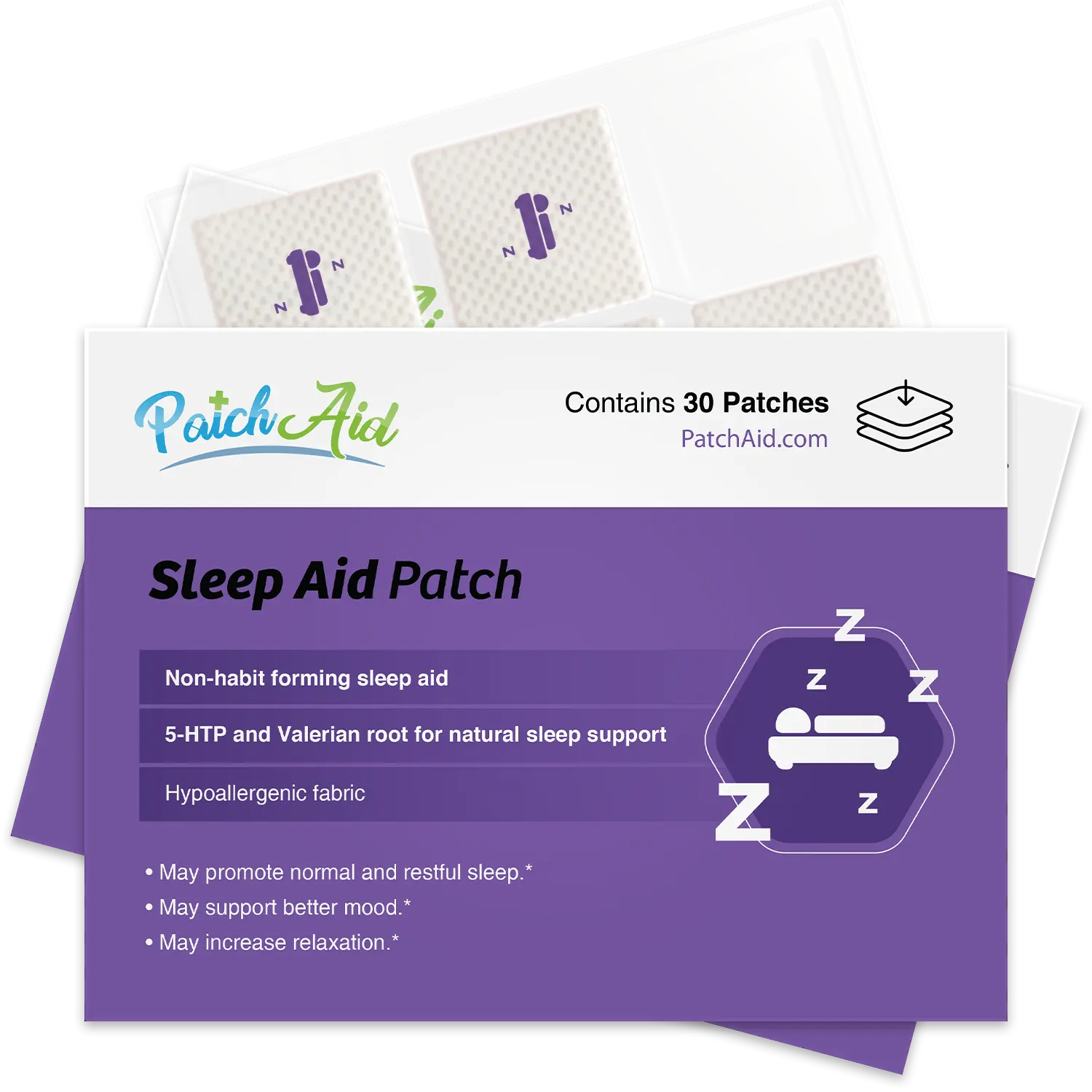 PatchAid Sleep Aid Topical Vitamin Patch - Natural Sleep Support with Melatonin, L-Theanine & Magnesium for Restful Nights, 30 Patches