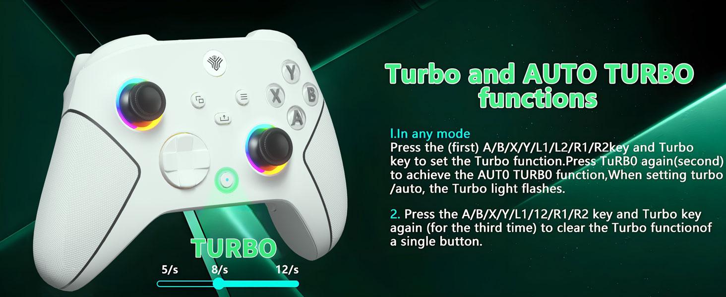 YUYIU Hall Xbox Wireless Controller for Xbox Series X|S & Steam PC with 7 RGB Lights Dual Vibration Turbo Programmable 3.5mm Audio Jack 1000mAh Battery