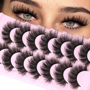 Mink Lashes Thick Eyelashes Flutter Volume False Eyelashes 20MM Long Fake Eyelashes Dramatic Full 5D Faux Mink Eyelashes Big Eye Lashes 7 Pairs ALICROWN