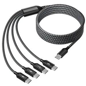USB C Splitter Multi Charger Cable, USBC Splitter Multiple Charger Cord,4 in 1 Charging Cable with 4 Type-C Connectors Compatible with Iphone 15 Pro Max/Galaxy/Tablets/Google-1Pack 5FT. No Brand