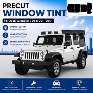 Precut Window Tint Film for Jeep Wrangler 4Door 2011-2017 All Side+Rear Windshield Any VLT 2Ply Anti-Shatter, UV Block, Privacy Protection, No Trimming Needed,Heat & Glare Reduction