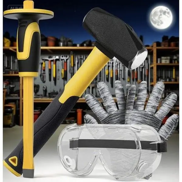 Geology Rock Pick Kit with 3lb Hammer & 12" Chisel, Safety Glasses & Gloves Included, Heavy Duty Tool Set for Gold Mining, Prospecting, Stone Breaking, Durable Construction for Outdoor Use repair  tools rubber mallet auto body repair tool