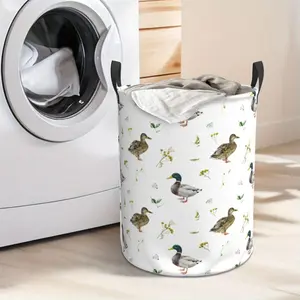 Watercolor Duck Print Laundry Hamper  Portable Storage Hamper with Sturdy Handle， Oxford Cloth， Easy to Store and Collapsible Design， Laundry Baskets