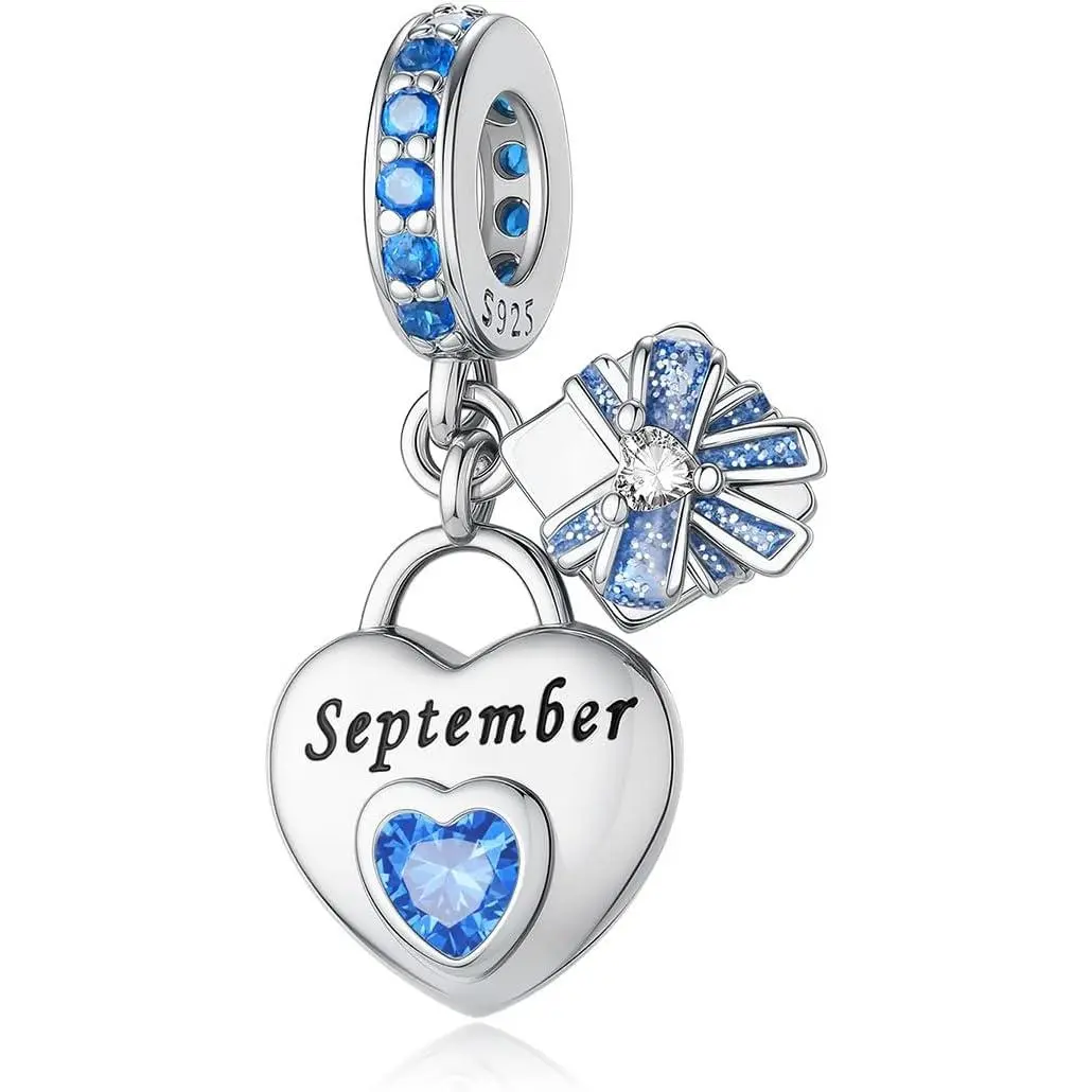Heart Birthstone Charms 925 Sterling  Charms for Bracelets and Necklaces Birthday Christmas Women's  Gifts