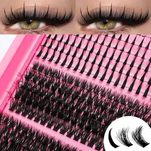 Anime Style Dense Eyelash Clusters, Sharp Tip Design, Fairy Cat Eye Look, Mixed Styles, DIY at Home, 300 Pieces, Eyelash Extensions