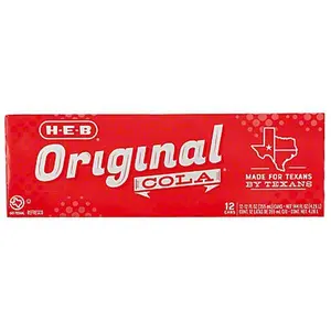 H-E-B Original Cola 12 Pack Cans Classic Taste Made for Texans by Texans Sugar & Water Ingredients