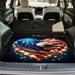 1pc American Flag Eagle Heart Car Trunk Mat - Soft, Durable, Non-Slip, Machine Washable SUV & Car Liner, Patriotic Design with Sparkling Stars, Fit for Most Vehicles, Car Interior Accessory, Floor Mats For Car, Car Accessories