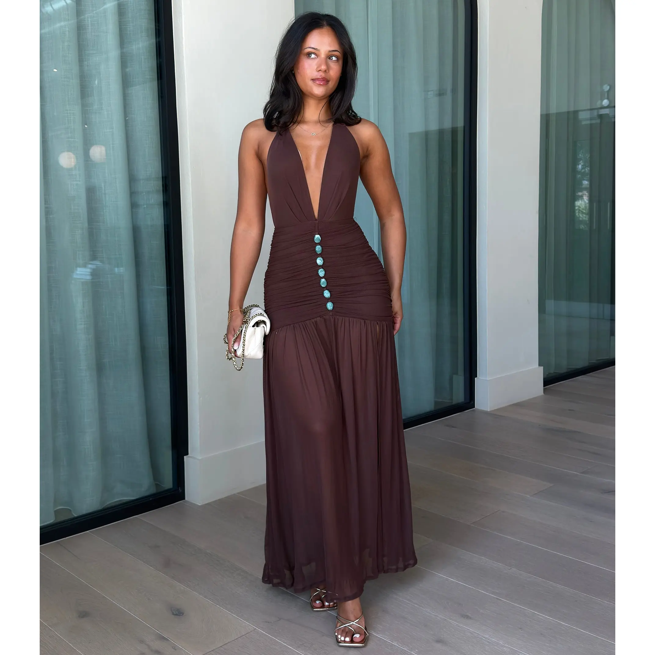Rooftop In Santorini Maxi Dress