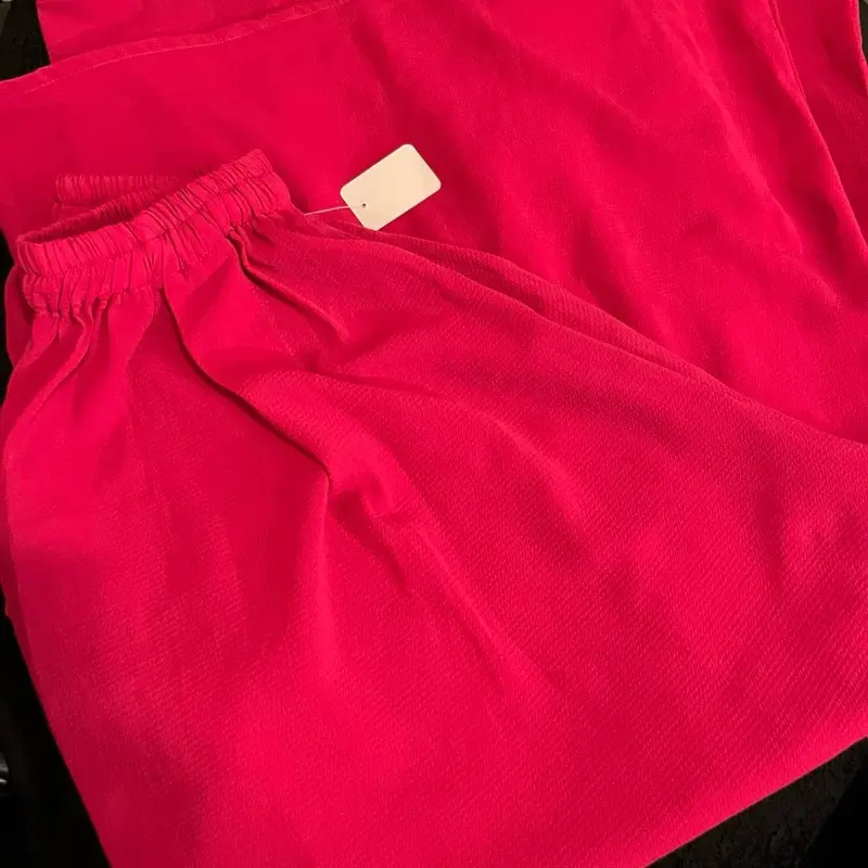Women's Hot Pink Bubble Chiffon Wide-Leg Palazzo Pants