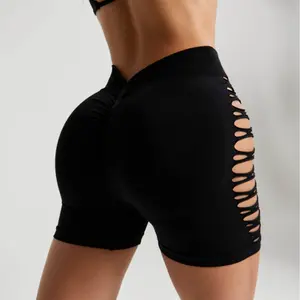 Shark Shorts: Workout Weightlifting Quick-Dry High-Waisted Seamless Knit Ripped Fitness Shorts