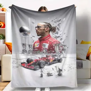 Formula One Racing Flannel Blanket Motorsport Champion Print UltraSoft Lightweight Warm for Car Enthusiasts Racing Fans Living Room Decor Sports Themed Room Birthday Gifts Home Decorating Sports Event Celebration
