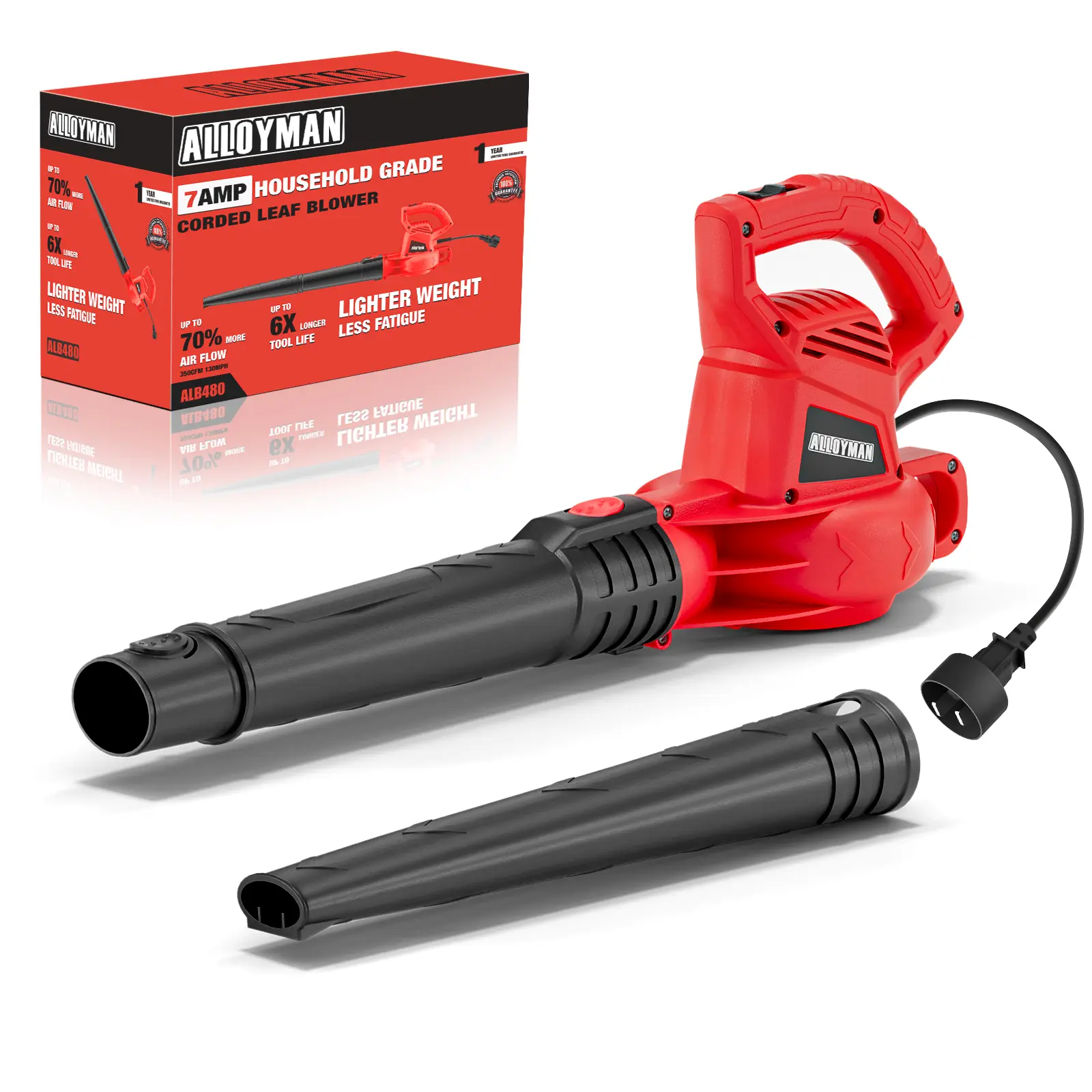 Electric Leaf Blower,7AMP Lawn Blower,350CFM Mini Leaf Blower Lightweight & Portable for Lawn Care/Snow Blowing