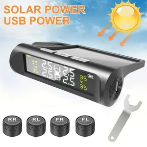 Tire Pressure Monitoring System, LCD Display, Tire Pressure Monitor with Solar Charge, TPMS with 4 Sensors(0-87PSI), Travel Essentials, Car Accessories for RV/Trailer/Truck/SUV