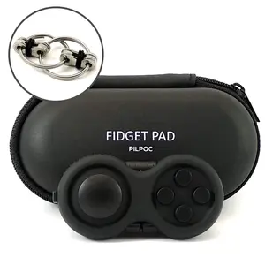 PILPOC Fidget Pad, Fidget Controller Toy for Highly Increased Focus, Reduced Stress & Anxiety, Enhances Productivity & Calms Nerves for ADHD, Remote Control Sensory Play for Kids (Black)