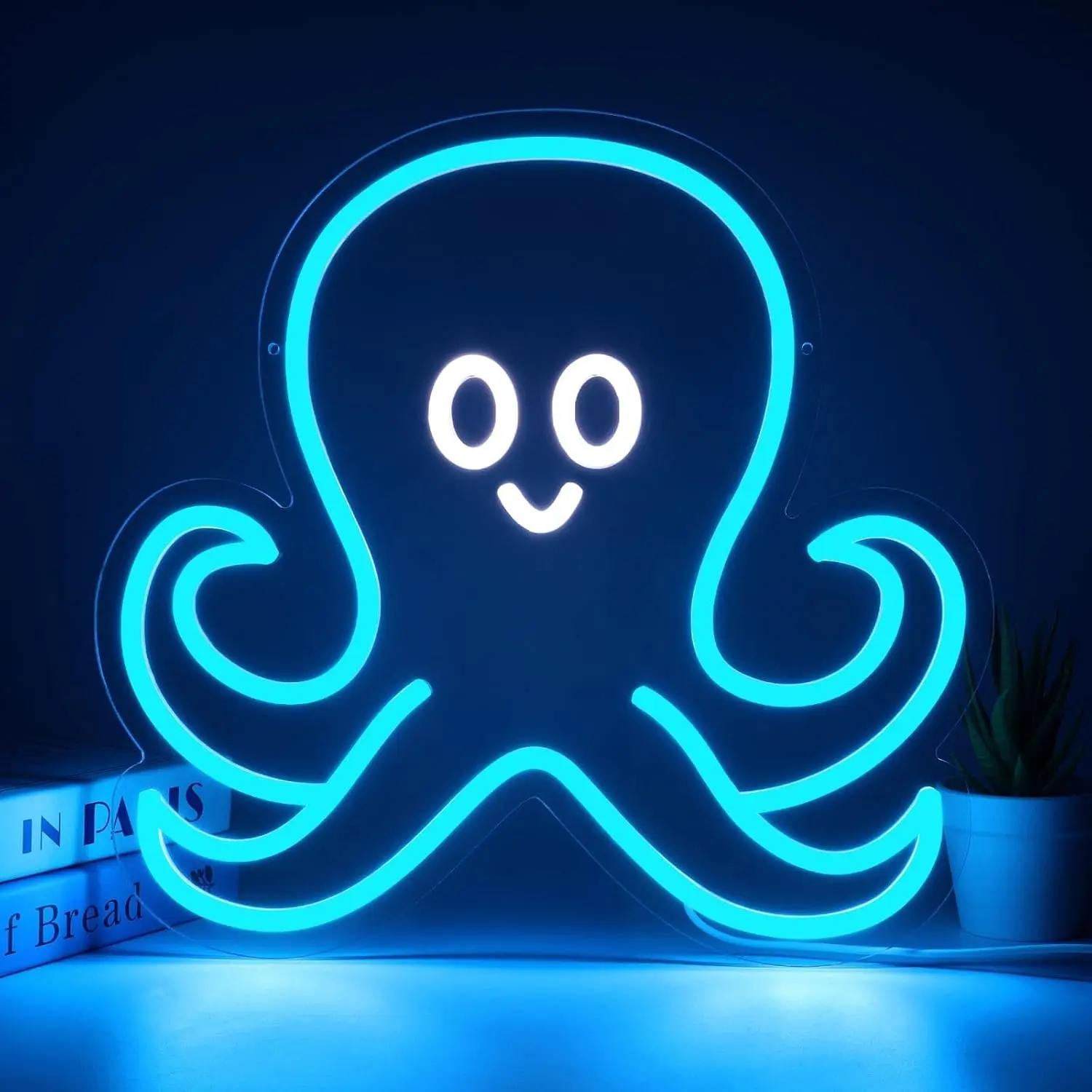 Octopus Light Ocean Themed Decor Coastal Beach Room Wall Art, Under The Sea Bedroom Bathroom Decorations, Octopus Lamp Neon Sign Boys Gift Nautical Theme Party House Decorations.