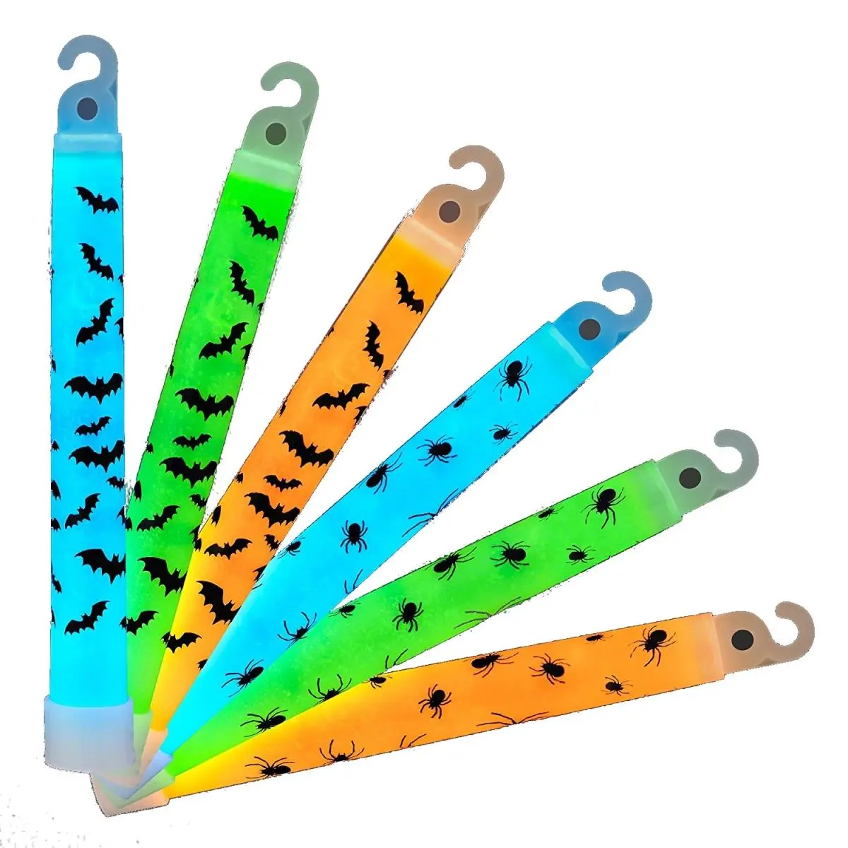 Blinkee 280091 Halloween Spiders & Bats 6 in. Glow Sticks, Pack of 25, Festive Party Supplies Gifts for Home Decor, Print