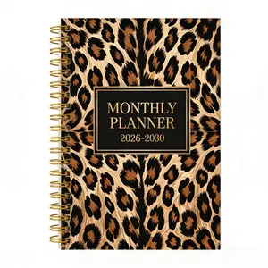 2026-2030 Monthly Planner/Calendar - January 2026 to December 2030, 5-Year Monthly Planner, Leopard Print Cover Design Notebook, Yearly Calendar Planning, Monthly Tabs, 60-Month Calendar, 5.5" x 8.3", 71 Sheets/142 Pages Thick Paper, Elastic Cover, Durabl