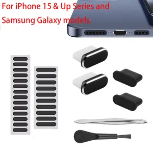 USB C Port Cover & Speaker Dust Plug Set Accessories Protective Universal Type-C Dust Plug & Port Cover for IPhone 17 Pro Max & IPhone 15 Up Series and Samsung Galaxy Phones