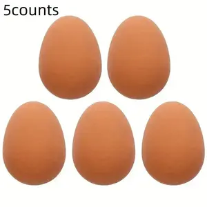 5pcs Realistic Rubber Bounce Eggs, Lifelike Egg Models, Novel Fake Bounce Balls, Farm Chicken Nest Hatching Model, Pet Toy Prank Gift, Egg Toys