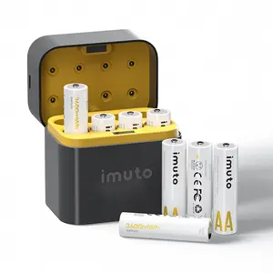 IMUTO 3600mWh AA Rechargeable Lithium Batteries 8/4 Pack with Fast Charger, 1.5V High-Capacity Long-Lasting Power, 1600 Cycle Life, Quick Charging & Portable Design, Reliable Performance in Any Climate, for Toys, Flashlights, Cameras & Holiday Gifts