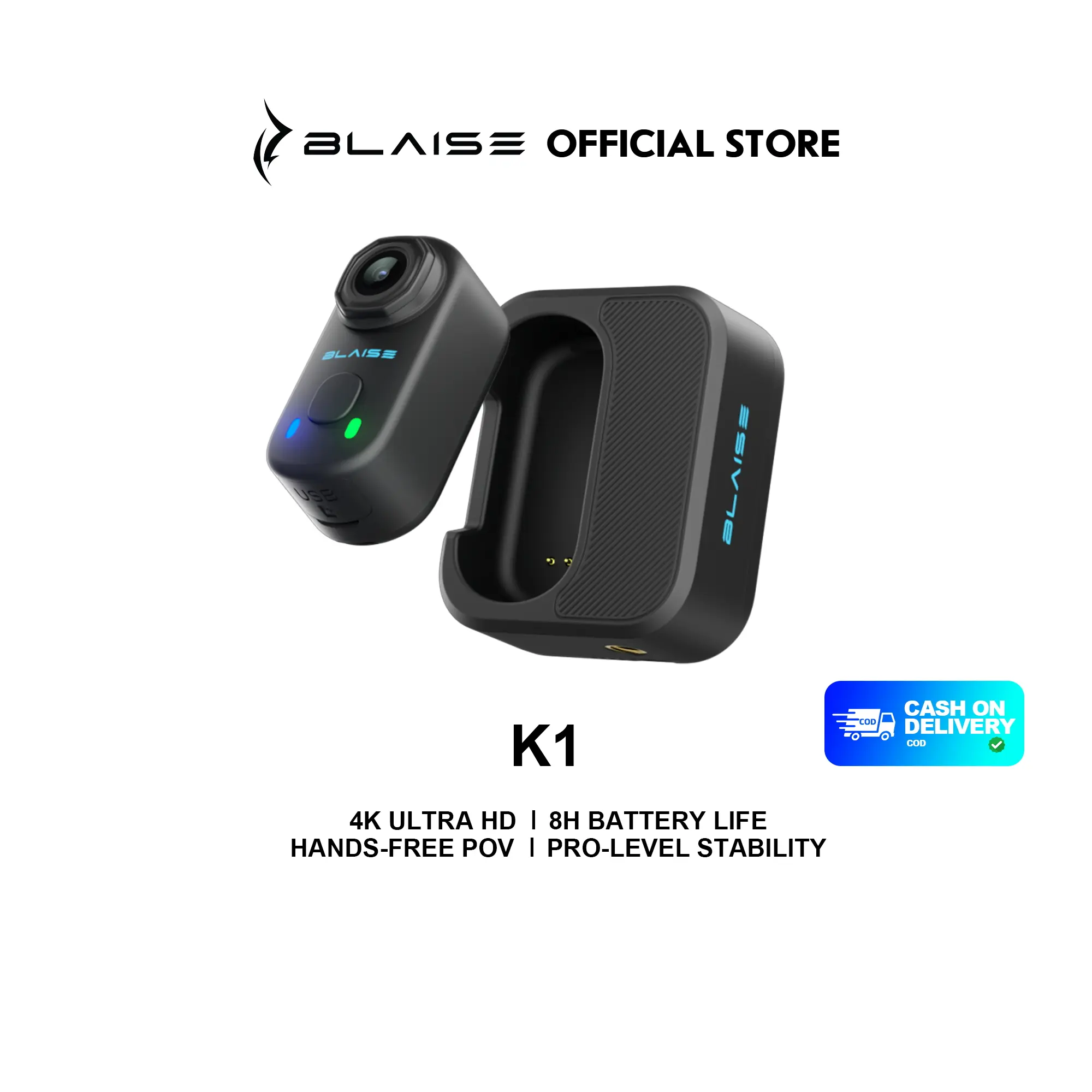 Blaise K1 Ultra-Light 4K Thumb Action Camera, Thumb POV Portable Body Cam, Tiny Size, Hands Free, Mount Anywhere Magnetic Sport DV, Bike Cycling, Pet, Vlogging Card Water Proof, Anti-Shake,Tiktokcreators Ideal Gift for Girls