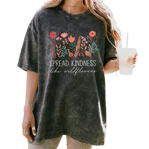 Spread Kindness Wildflowers T-Shirt – Comfortable Cotton Top for Girls and Women