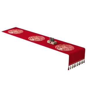 Cotton Linen Tablecloth TV Cabinet High End Table Mat Light Luxury Table Runner Desktop Protective Mat Tassel Cover Cloth