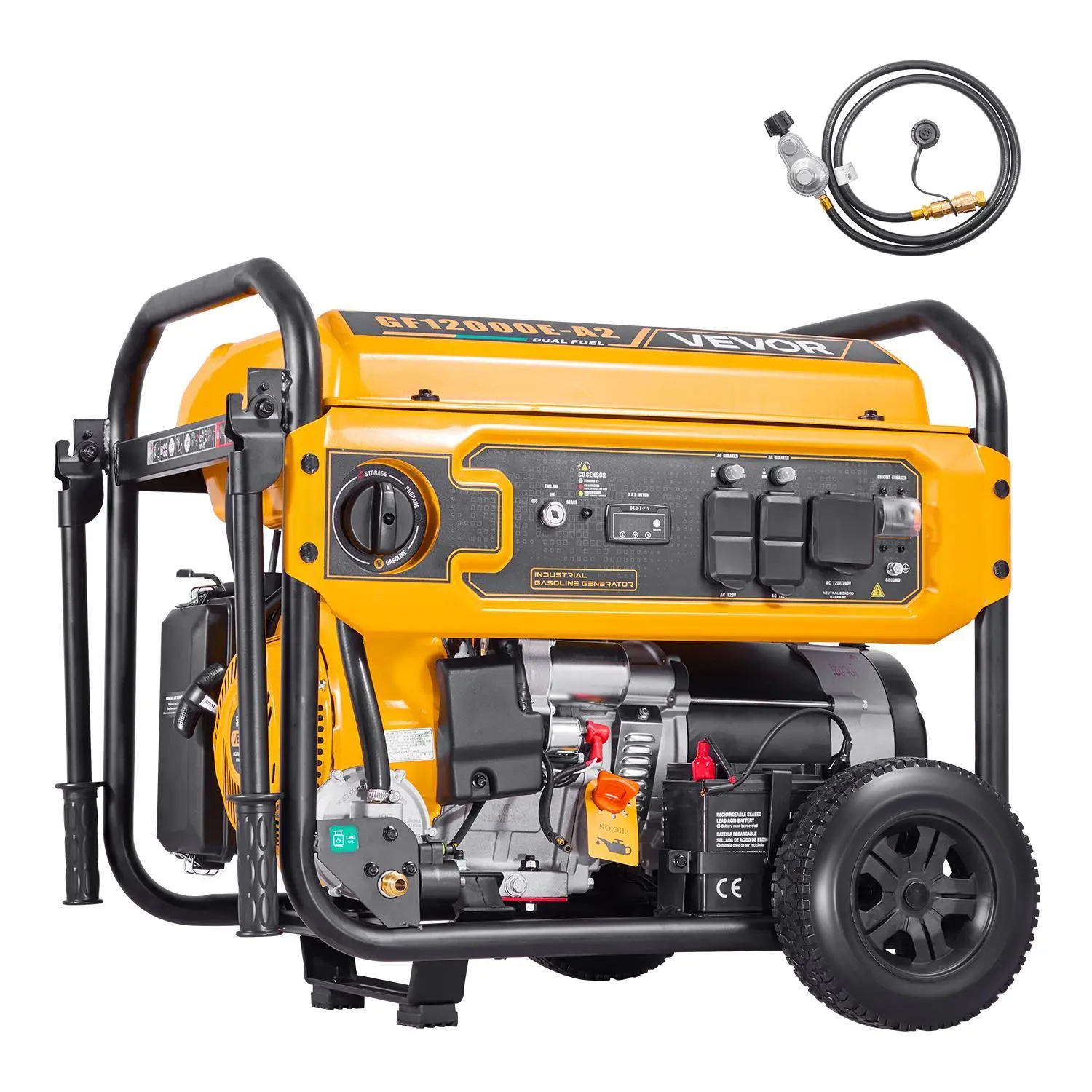 【SummerFinds】VEVOR Portable Generator, Gasoline 13500W Peak Watt & LPG 12000W Peak Watt Dual Fuel Generator, Home Backup Generators with Electric Start, Gasoline & LPG Powered, CO Sensor, 20A & 50A Outlets