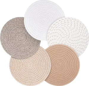 Pot Holders Trivets Set 5 Pcs,Heat Resistant Large Coasters for Kitchen,Hot Plate Mats for Table and Countertops, Farmhouse Decor