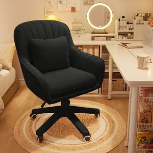【Spring Glow Up】Cute Petal Desk Chai Home Office Chair Computer Chair with Mid-Back Upholstered Modern Tufted Computer Task Chair Swivel Height Adjustable Velvet Accent Chair