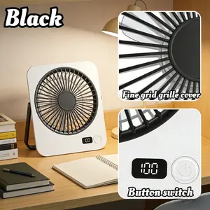 Slim Portable Desk Fan | 1200mAh Rechargeable Battery | Adjustable Angle | Ultra-Quiet | Digital Display | Multi-Scene Cooling