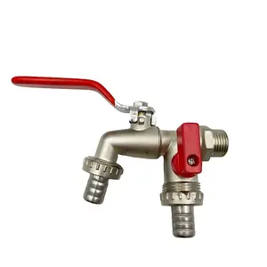 Dual-Outlet Garden Hose Faucet, Stainless Steel Outdoor Tap with Multiple Components, Universal Thread Faucet for Sprinklers & Flexible Hose, Watering System, Garden Equipment, Water Hose Nozzle, Metal Garden Hose Connector