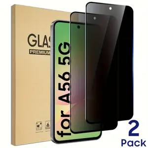 2-Pack Privacy Screen Protector Suitable for Samsung A56 5G Full Coverage Screen Protector, Bubble-Free Tempered Glass Film for A36 5G - Compatible with Fingerprint Recognition, Accessories